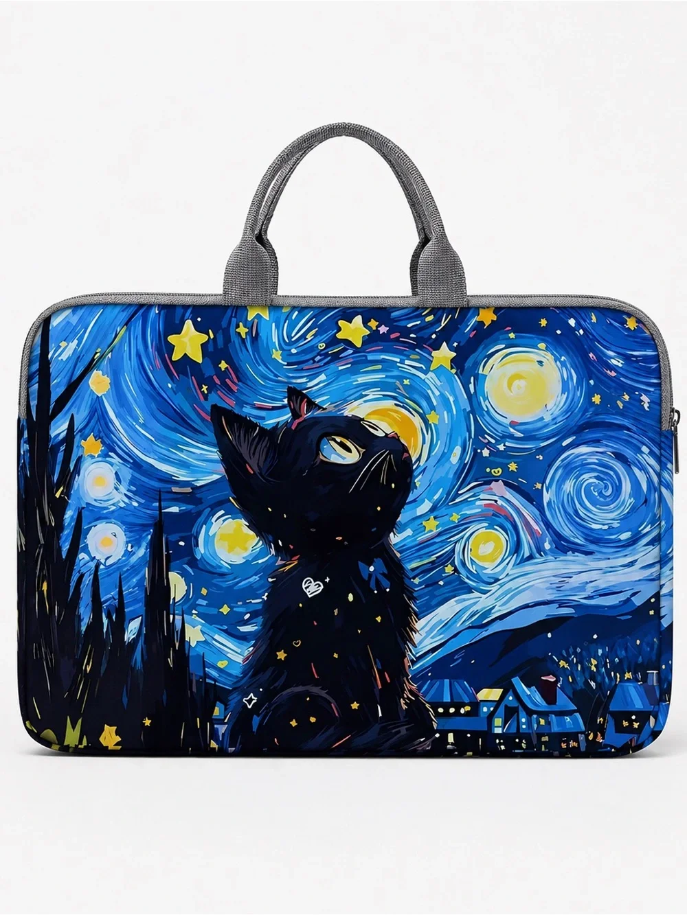 NWT Starry Night Black Cat 14” Laptop Sleeve Carrying Case Bag